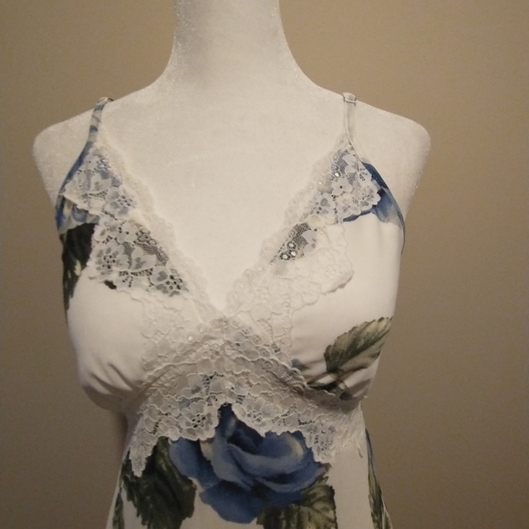 Thirty Thirty Blue and White Floral Sleeveless Spaghetti Strap Maxi Dress - Picture 3 of 9